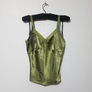 Tropical Green Silky Cami with Mesh Trim | Small (4-6) | George Brand
